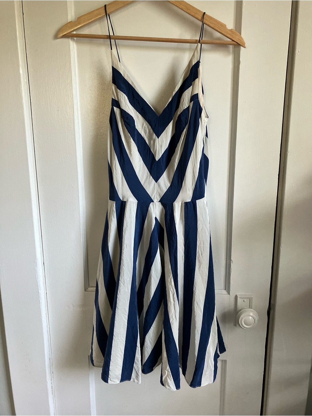Amanda Uprichard Navy and White Striped Sleeveless Dress